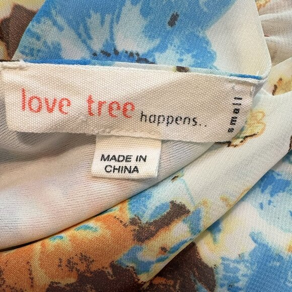 Love Tree Blue Multicolor Floral Print Sleeveless V-Neck Dress Women's Size S - Picture 3 of 5